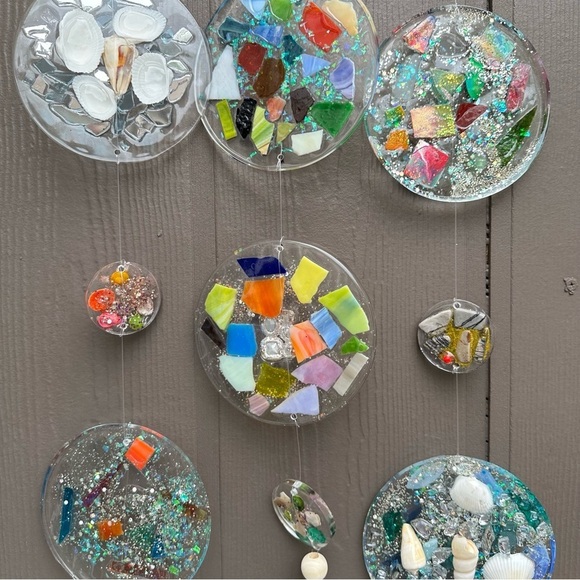 Hanging wall decor OOAK Assemblage Art Handmade Mosaic Indoor/Outdoor - Picture 4 of 14